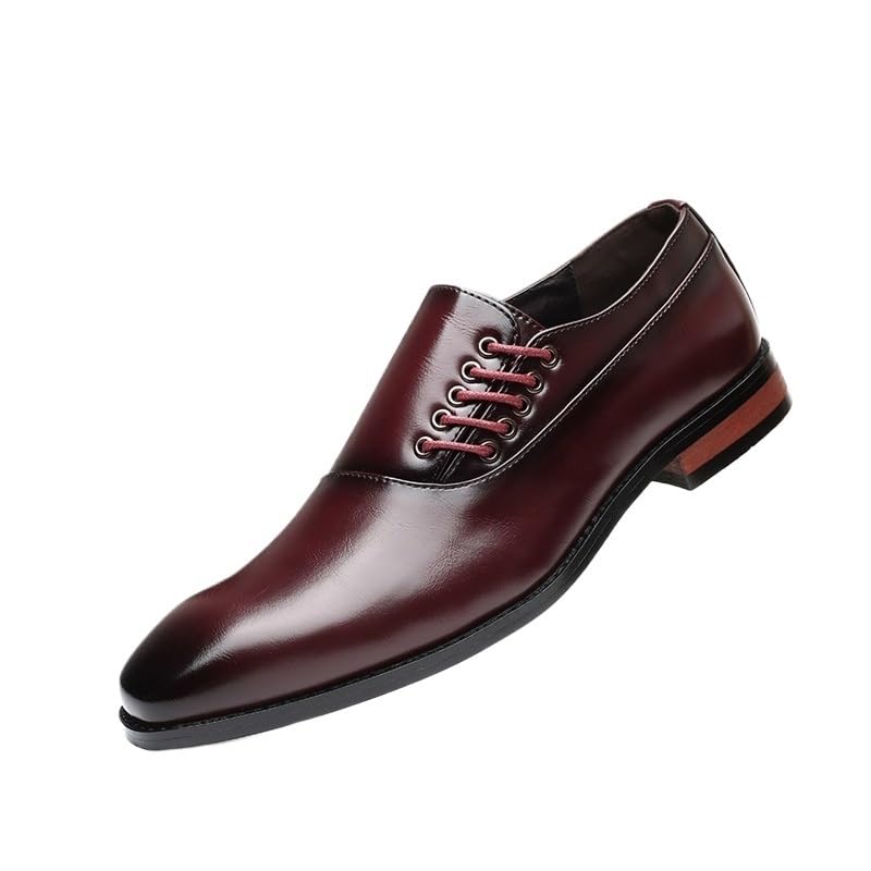 Men's Leather Shoes Business Formal Shoes Casual Shoes Side Lace-Up Faded Finish Breathable Smooth Upper Patchwork Design Skin-Friendly Lining Shock-Absorbing Lightweight Portable(D,13)