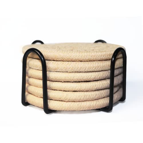 6/8 Pcs Vintage Round Woven Coasters，Absorbent & Heat-Resistant for Home Coffee Table Desk Cups Tabletop Protection，Boho Decor for Living Room, Birthday Gifts for Women