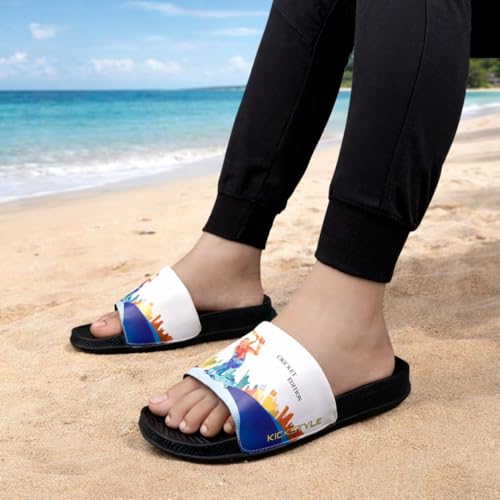 Image of Men's Cricket Edition Printed Sliders | Lightweight EVA Cushioned Slip-On Flip Flops | Anti-Skid Casual Bathroom, Home & Outdoor Sandals for Boys & Men