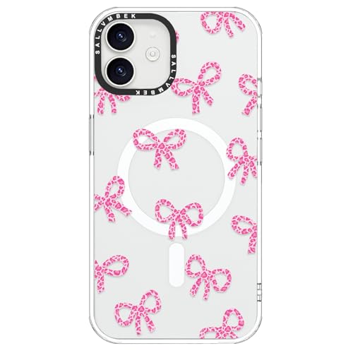 sallvmbek for iPhone 12 Case/iPhone 12 Pro Case 6.1 inch,Compatible with MagSafe,Cute Design Leopard Print Bow Pattern,Magnetic Mag Safe Protective Shockproof Clear Bumper Phone Cases for Women Girly