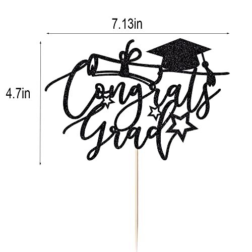 Bejotaa Congrats Grad Cake Topper 2023,Graduation Cake Topper，Graduation Decorations 2023,Graduation Party Decoration Supplies 2023, Congratulation Cake Topper (Black) #TOP1