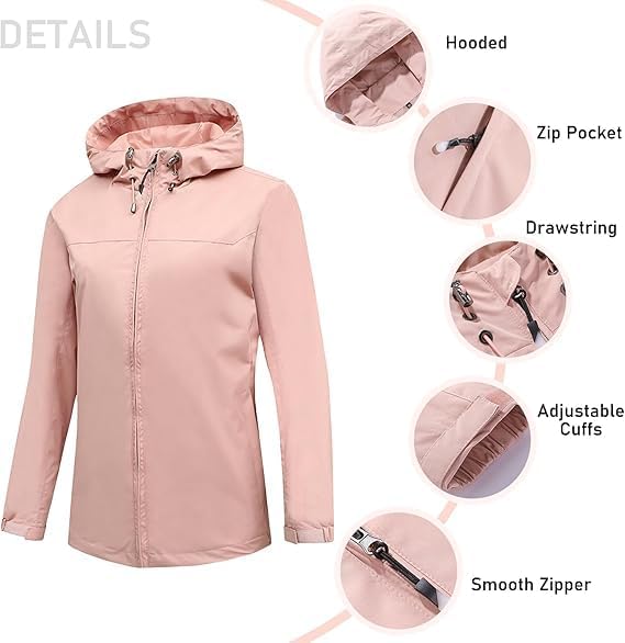 Personalised Women's Softshell Jacket Transition Jackets Ladies Waterproof Rain Coat Windbreaker with Hood for Hiking Outdoor - Image 5