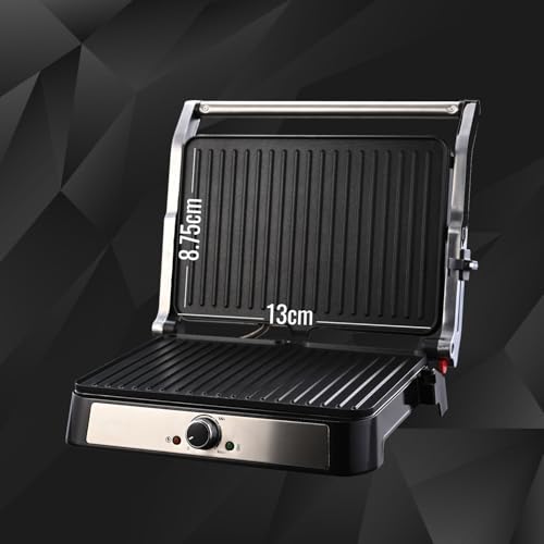Image of Sujata 2000 W Multi Purpose XL Size Grill SG01 | Aluminium Grill Patty Plate | 180 Flat Open | Teflon Coating | Cool Touch Metal Body | Overheat protection
