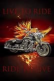 Large Red Motorcycle With Fire Eagle Cotton Panel 36 X 45 David