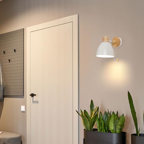 DAXGD-Applique-da-Parete-Interno-Lampada-da-Parete-in-Legno-E27-Applique-da-Parete-Con-Interruttore-Girevole-di-360-per-Corridoio-Studio-Camera-da-Letto-Lampadina-Non-Inclusa