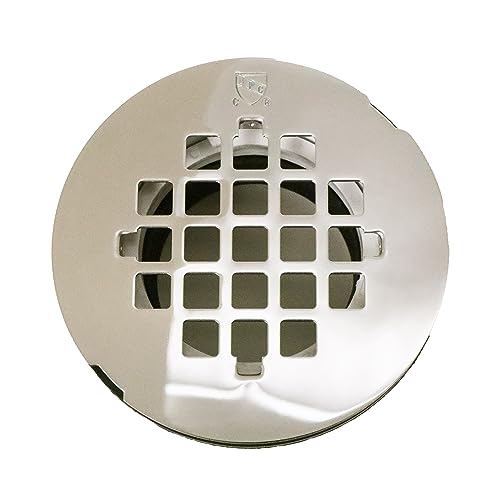 Image of Westbrass A206P-05 2 inch No-Caulk PVC Compression Shower Drain with 4-1 /4 inch Round Grid Cover, Polished Nickel