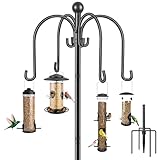 Bird Feeders Hanging Station,Adjustable 262cm Extra Tall Free Standing Heavy Duty Feeding Station Bird Table Feeding Kit Tables,4 Shepherds Crooks Hooks for the Garden Outdoors Decorations