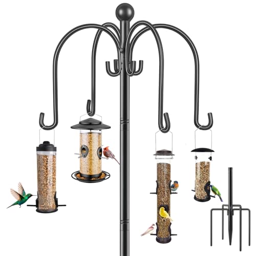Bird Feeders Hanging Station,Adjustable 262cm Extra Tall Free Standing Heavy Duty Feeding Station Bird Table Feeding Kit Tables,4 Shepherds Crooks Hooks for the Garden Outdoors Decorations