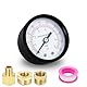 Innfeeltech 1-Pcs 50mm Well Pump Manometer BSP 1/4 0-7 Bar 0~100 Psi mit 2-Stück Buchse 1/4 zu 3/8, 1/4 zu 1/2 und 1-Stück Hex Nippel Reduzierend 1/4 zu 1/8, ein Teflonband, Axial
