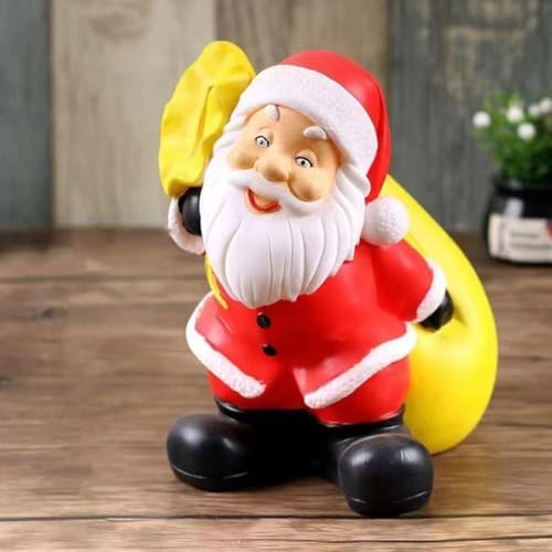 Juego de figuras de resina para vacaciones con Papá Noel, muñeco de nieve, reno y árbol para decoraciones de Navidad, adecuado para manteles, mesas y ambiente de temporada (amarillo grande)