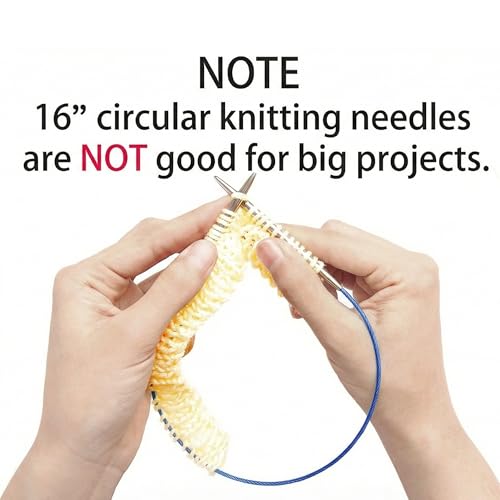 Image of cuteDIY Size 13 Circular Knitting Needles 16 Inch Set Round Metal Kit (Etched US&mm, Color-Coded Cable, Smooth Join)
