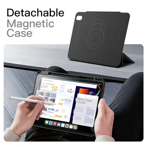 Image of JETech Magnetic Detachable Cover Case for iPad Air 11-Inch M4 /M3 /M2 (2026 /2025 /2024), iPad Air 5th /4th with Pencil Holder, Removable Rotating Cover, Portrait /Landscape Stand (Black)