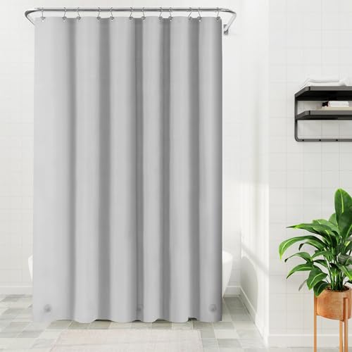 Image of Barossa Design Extra Long Shower Curtain Liner with 3 Magnets - 72 inch x 84 inch XL, Waterproof PEVA Lightweight Shower Liner for Bathroom, PVC Free, Metal Grommets - Silver Gray, 72x84
