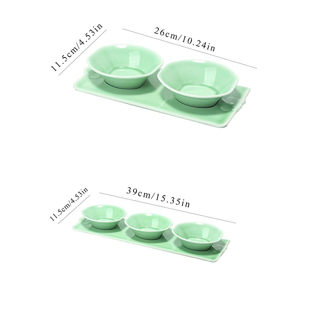 Soßenschale, Sojasoßenschale, 3-teiliges Set, Tablett mit 2 Fächern, Servierschale für Dip-Soßen für Essig, Sushi, Ketchup, Vorspeisen, Gewürze, Servierschalen, Dip-Schalen (A)