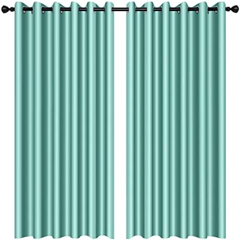 100% Blackout Curtains - Eyelet Ring Top Thermal Insulated Curtains, Noise Reducing & Energy Saving Curtains for Bedroom/Living Room/Nursery, W46 x L54 Inch (117cm x 138cm), 2 Pieces, Light Beige