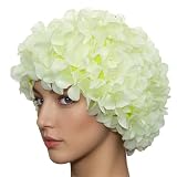 Medifier Gorros de baño vintage con pétalos florales retro para mujer, color verde claro
