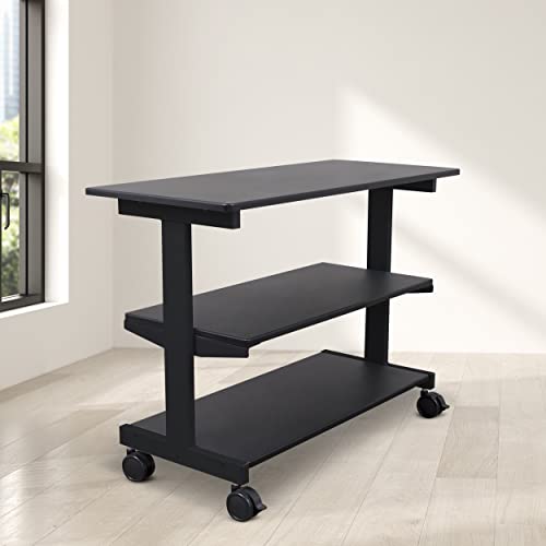 Stand Up Desk Store 3-Shelf Rolling Desk Return Side Desk Organizer And Bookcase On Wheels #TOP6