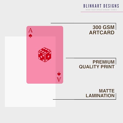 Image of BLINKART Abstract Ace Of Hearts Dice Pink Wall Art Painting Print Design | Aesthetic Wall Decor Photo Artwork Frame Decoration Hanging Home Bedroom Living Room Office| T0030 | 13x10 Inches