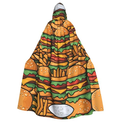 Cape à capuche adulte hamburgers mignons vêtement ample chaud et durable