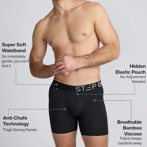 STEP ONE Mens Boxer Briefs, 3 Pairs – Viscose from Bamboo Anti-Chafing Underwear, Comfortable Moisture-Wicking with 3D Pouch3