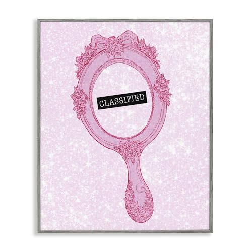 Stupell Industries 'Classified Ornate Pink Mirror'�A�z����W�[�N���[�A�[�g�A�O���[�A60.5 x 30.8cm�A�|���₷�����A�č����AZiwei Li