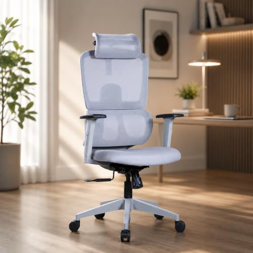 Image of Varaha Beast BIS Certified Ergonomic Office High Back Chair | 5 Year Warranty | Adjustable 2D Headrest, 3D PU Armrest, Seat Sliding Mechanism with 3 Multilock Recline| Gaming Desk Chair for Home| Grey