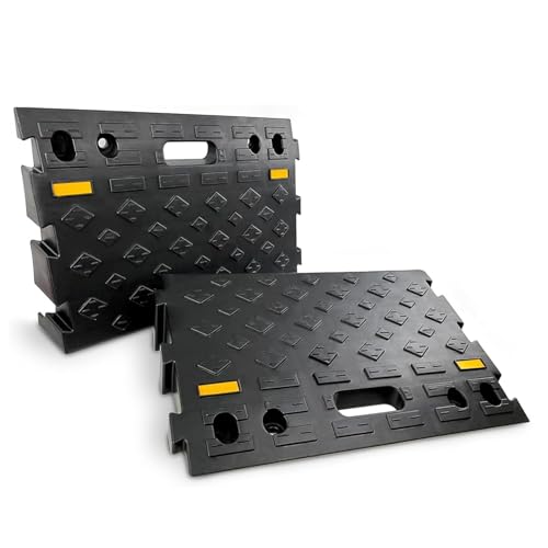 GOUZIBHD Rampa de Bordillo de 2 Piezas,Rampa de Umbral,Rampa Portátil,Rampa para Automóvil,para Sillas de Ruedas, Bicicletas, Motocicletas,Capacidad de Carga 6600 Libras