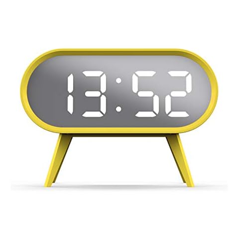SPACE HOTEL® Cyborg Digital Alarm Clock with LED Display, 12/24Hr, Room Temperature, Snooze, Night Mode, Brightness Dimmer, Mirror Surface, USB Powered & Battery Backup (Yellow/Silver) Cover
