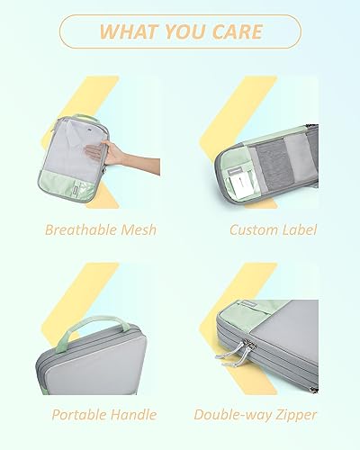 Image of BAGSMART Compression Packing Cubes for Travel, Lightweight Vacation Essentials, Suitcase Organizer Bags, Durable Luggage Organizer, 6 /4 /2 Set Options, Lime