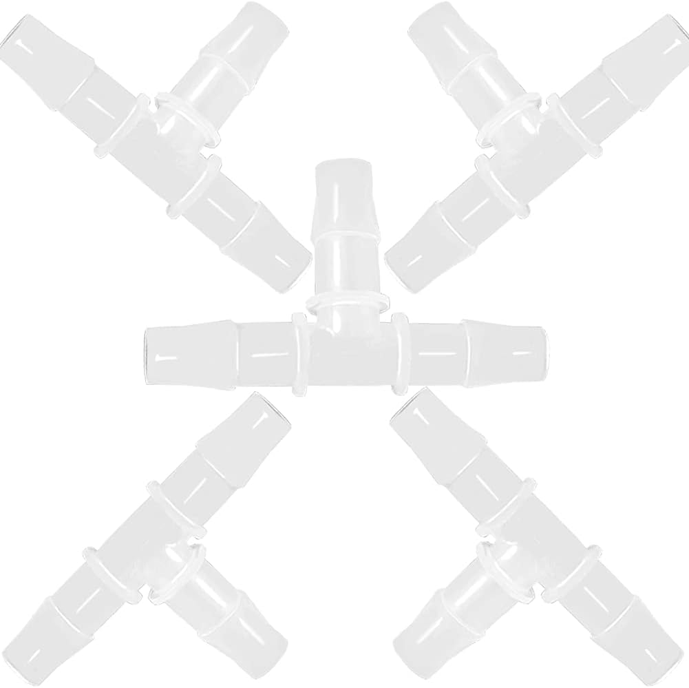 ANPTGHT 5/8" Tee Fitting Equal Barb 3 Way Hose Barb Fitting，Splicer Joint Mender Adapter Union Fitting for Fuel Gas Liquid Air (Pack of 5)