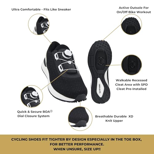 Image of Tommaso Women's Cycling Shoes with Pre-Installed SPD Cleats - Easy to Walk-in Ventilated SPD Cycling Shoes for Women's Spin Classes and Indoor Bikes - Comfortable on Foot and Toebox.