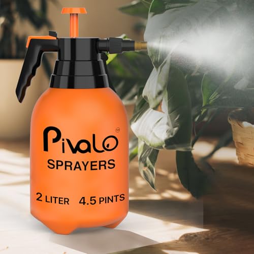 Image of Pivalo 2L Pressure Spray Pump with Manual Handheld Nozzle Garden Sprayer Cleaning & Watering Can Gardening Bottles for Home Lawn Plant (Pack of 1, Orange)