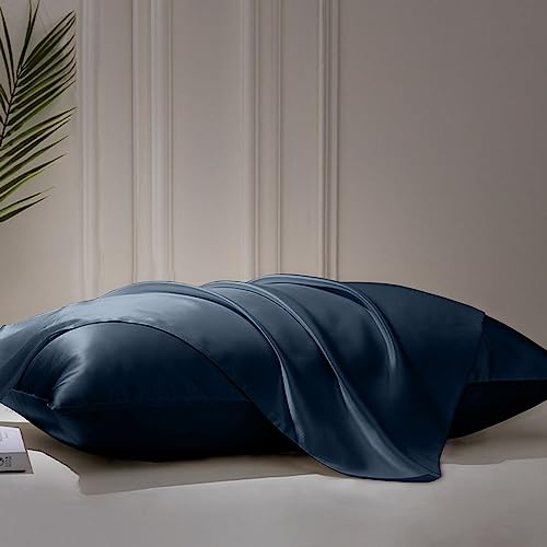 Image of Linenweves Bamboo Sheet Set 4 PC 100% Organic, Natural, Softest, 400 Thread Count Cooling Like Silk (Queen, Navy Blue)