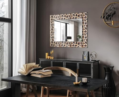 Miroir imprimé léopard 80x60 cm rectangulaire sans cadre moderne pour salon