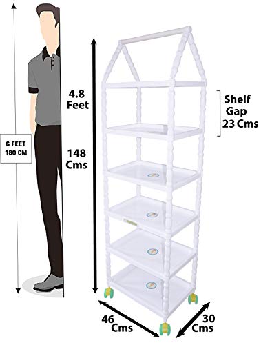 FLIPZON-Multipurpose-6-Shelve-Baby-Wardrobe-Foldable-Unbreakable-Material-Blue