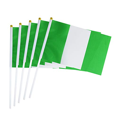 TSMD Nigeria Stick Flag 50 Pack Hand Held Small Nigerian National Flags On Stick,International World Country Stick Flags Banners,Party Decorations for World Cup,Sports Clubs,Festival Events