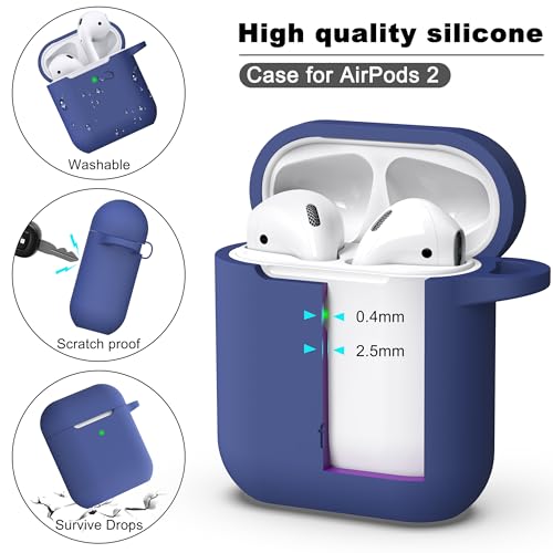Image of AirPods Case Cover with Keychain, Full Protective Silicone AirPods Accessories Skin Cover for Women Girl with Apple AirPods Wireless Charging Case,Front LED Visible-Royal Blue