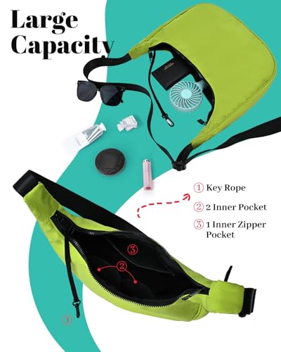 Image of Iioscre Medium Nylon Crossbody Crescent Bag for Women Men, 2 Zippers Crossbody Hobo Bag with Adjustable Strap & Inner Pockets