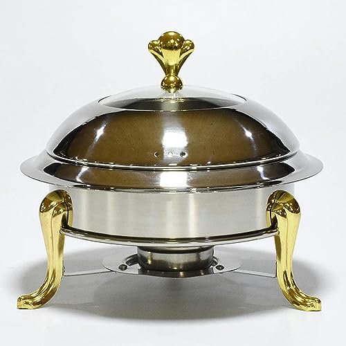 Calentador de comida para buffet - Bandeja para calentar comida, buffet de acero inoxidable con plato de vidrio, juego de ollas calientes para catering. Juego de ollas ca，Gold Stainless Steel20cm