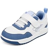 Dr Kong Toddler Boys Girls Shoes Tennis Leather Skate Shoes Casual Fashion Walking Sneakers with Hook and Loop for Toddlers and Little Kids Beige/Blue
