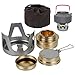Foppla Estufa de alcohol portátil – Mini quemador ligero y compacto de latón con soporte de aluminio, para camping, senderismo, picnic al aire libre, emergencia, tienda de campaña, corte de energía