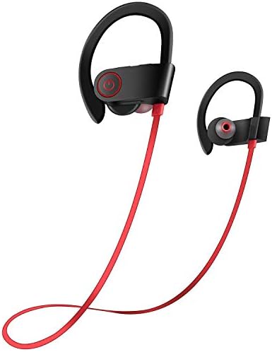 Earhon B075BCL3JF Bluetooth Headphones, HD Stereo Wireless Running Headset Sport Earphones with Mic Waterproof Stable Fit in Ear Earbuds 8-Hour Working Time for Running Gym, Red