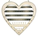 Top Brass Heart Jewelry Organizer – Wall Mounted Display Holder – Perfect for Earrings, Rings, Necklaces and Bracelets – Rustic Distressed White Finish