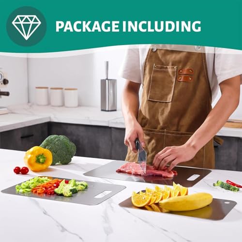 Tabla de cortar de titanio de doble cara para carne, verduras y frutas, antideslizante, fácil de limpiar, ideal para chefs y cocineros caseros