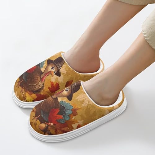 Thanksgiving Slippers for Women Men Soft Cozy Comfy Plush Lightweight Slip-on Indoor Outdoor Shoes Anti-Skid EVA Sole4
