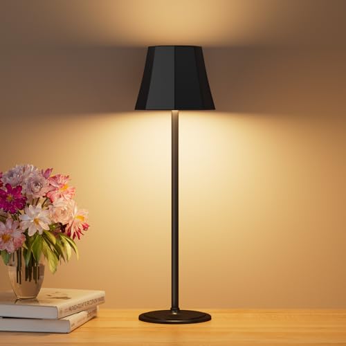 Suright Lámpara de Mesa LED Recargable Sin Cable, Lámpara de Noche Táctil con 3 Temperaturas de Color + RGB, Brillo Regulable, 2 Alturas Ajustables, IP54 Impermeable para Dormitorio, Sala, Restaurante