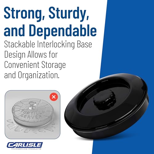 Carlisle FoodService Products 047503 Stackable Tortilla Server with Lid, 7-1/4" / 2", Black (Pack of 24)