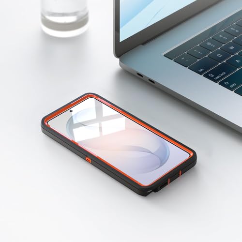 Image of Rugged Case Compatible with Samsung Galaxy S26 Ultra | Heavy-Duty Shockproof Protective Cover, Black+Orange