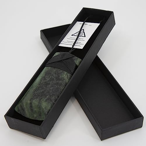 100% New Zealand Jade Necklace For Men And Women, Hand Carved Maori Necklace Jade Pendant For Men With Black Adjustable Cord, New Zealand Pounamu Green Stone Necklace, Toki Design Nephrite Jade Necklace Large 3.7In (95Mm) #TOP5