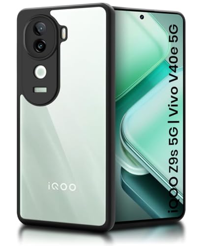 Image of WOW IMAGINE Shockproof Hybrid Back Cover for iQOO Z9s 5G | Vivo V40e 5G | Hard Slim fit Back Case | PC & TPU | Clear Transparent Case - Black